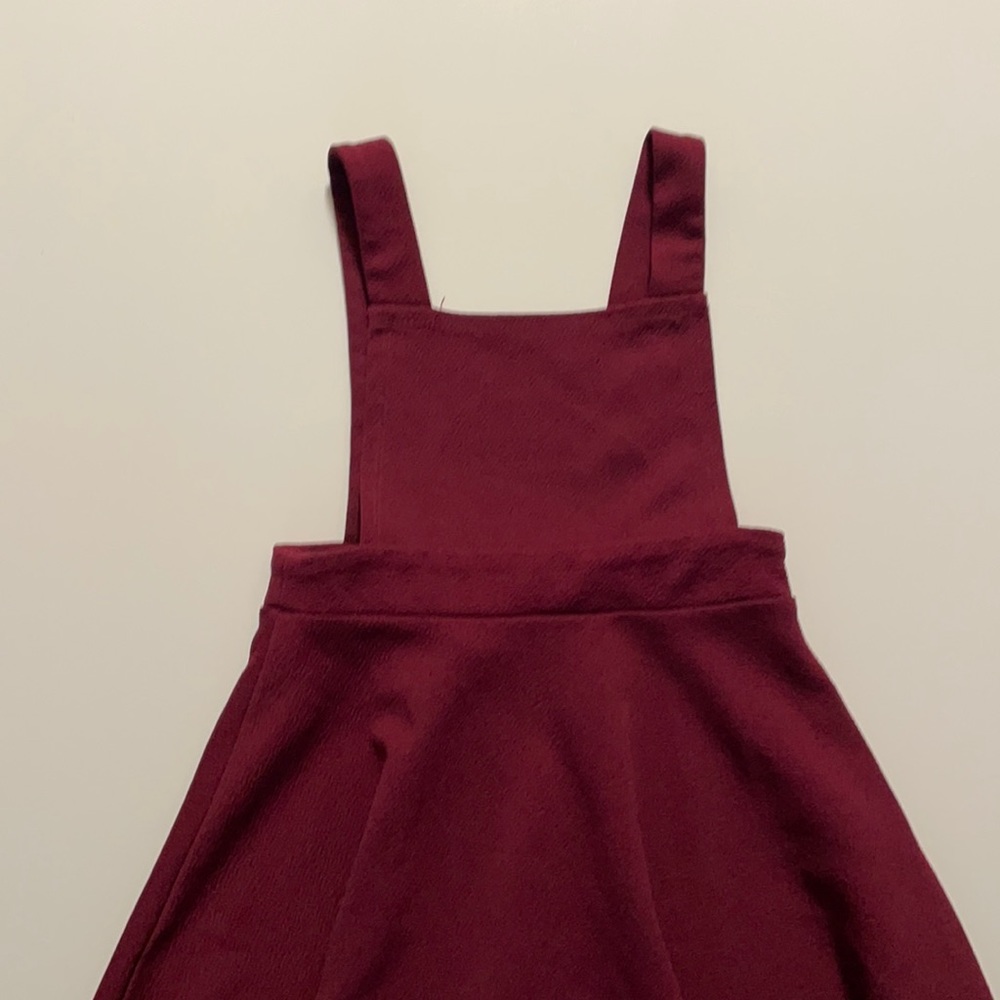 Red overall dress